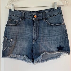 DL1961 Blue Denim Shorts with Star Details